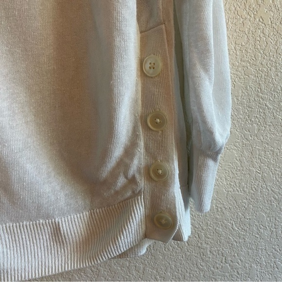 J.CREW Side Button Linen Blend V-neck Sweater in White Women's Size Small - Picture 6 of 9